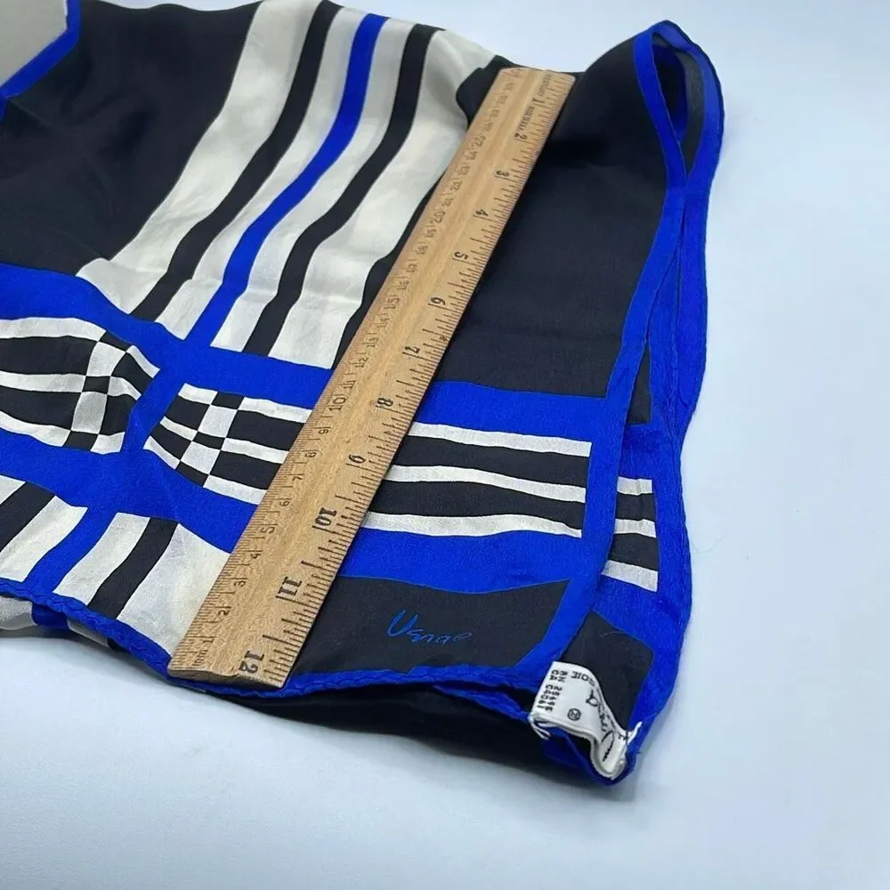 Vintage Vera Neumann silk scarf striped checked 11” X 48”.